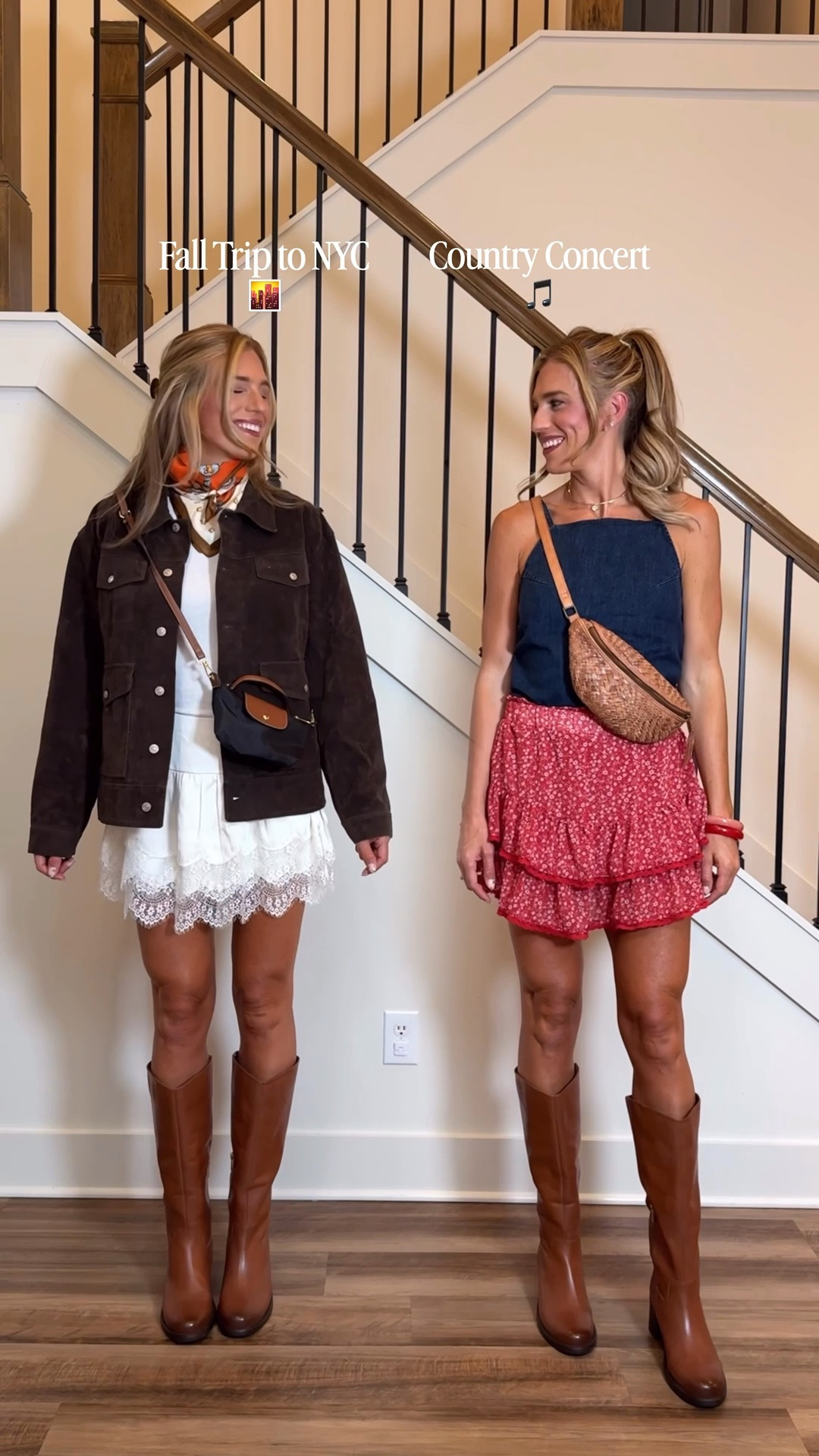 Ways to wear brown boots during the summer and fall. These would make a great fall transition outfit from Summer. I’m wearing my true size size medium in both skirts. They both have shorts underneath. I’m wearing my true size size small in the tops. My turtleneck is old from free people. I am wearing my true size small and the jacket. The jacket and boots are on sale right now in the Nordstrom sale. The denim top comes padded with a Shelf bra.

#LTKTall #LTKTravel #LTKgrwm