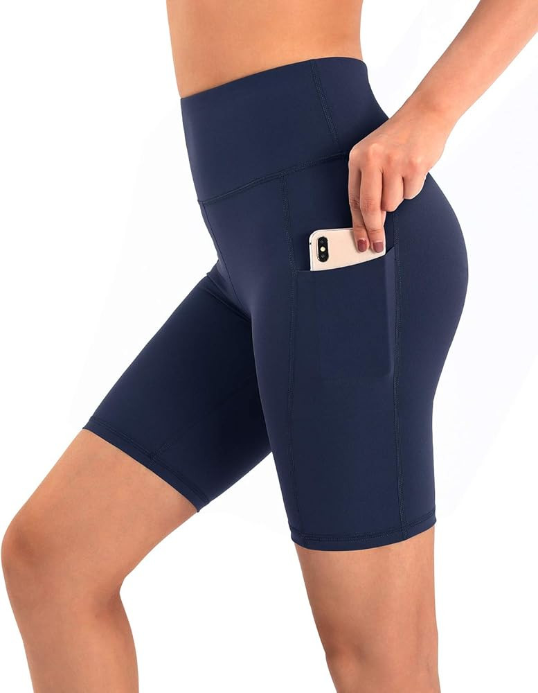 Promover High Waist Yoga Shorts for Women with Pockets Non See-Through Workout Running Pants | Amazon (US)
