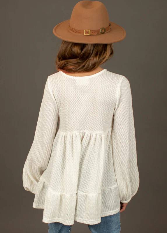 *NEW* Ola Ruffle Henley Top in Ivory | Joyfolie