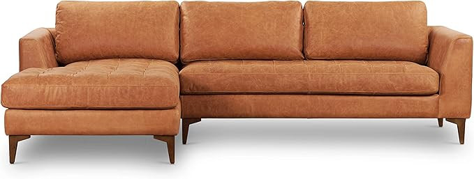 Poly and Bark Calle Left-Facing Sectional in Full-Grain Pure-Aniline Italian Tanned Leather in Co... | Amazon (US)
