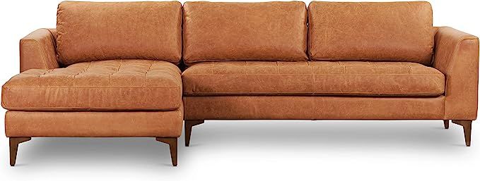 Poly and Bark Calle Left-Facing Sectional in Full-Grain Pure-Aniline Italian Tanned Leather in Co... | Amazon (US)