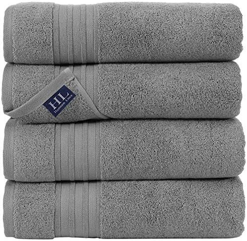 Hammam Linen 4 Piece Cool Grey Bath Towels 100% Cotton 27x54 Soft, Fluffy, and Absorbent, Premium... | Amazon (US)
