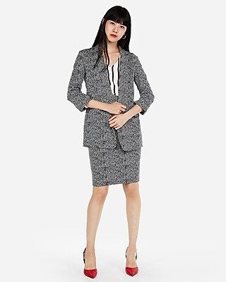 Petite 28" Jacquard Ruched Sleeve Boyfriend Blazer | Express