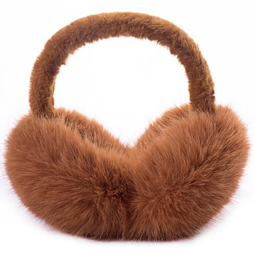 ZMUBB Winter Ear Muffs for Women Men - Foldable Fuzzy Earmuffs Faux Fur Ear Warmer, Perfect Ear Covers for Cold Days (caramel) | Amazon (US)