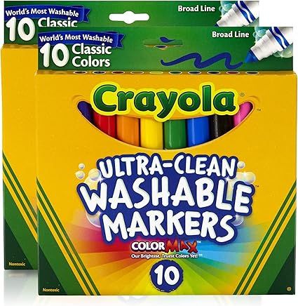 Crayola Ultraclean Broadline Classic Washable Markers (10 Count), (Pack of 2) | Amazon (US)