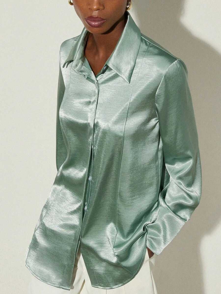 Aveloria Modichic Women's High-End Professional Wear, French Design Niche Distinctive Satin Long ... | SHEIN