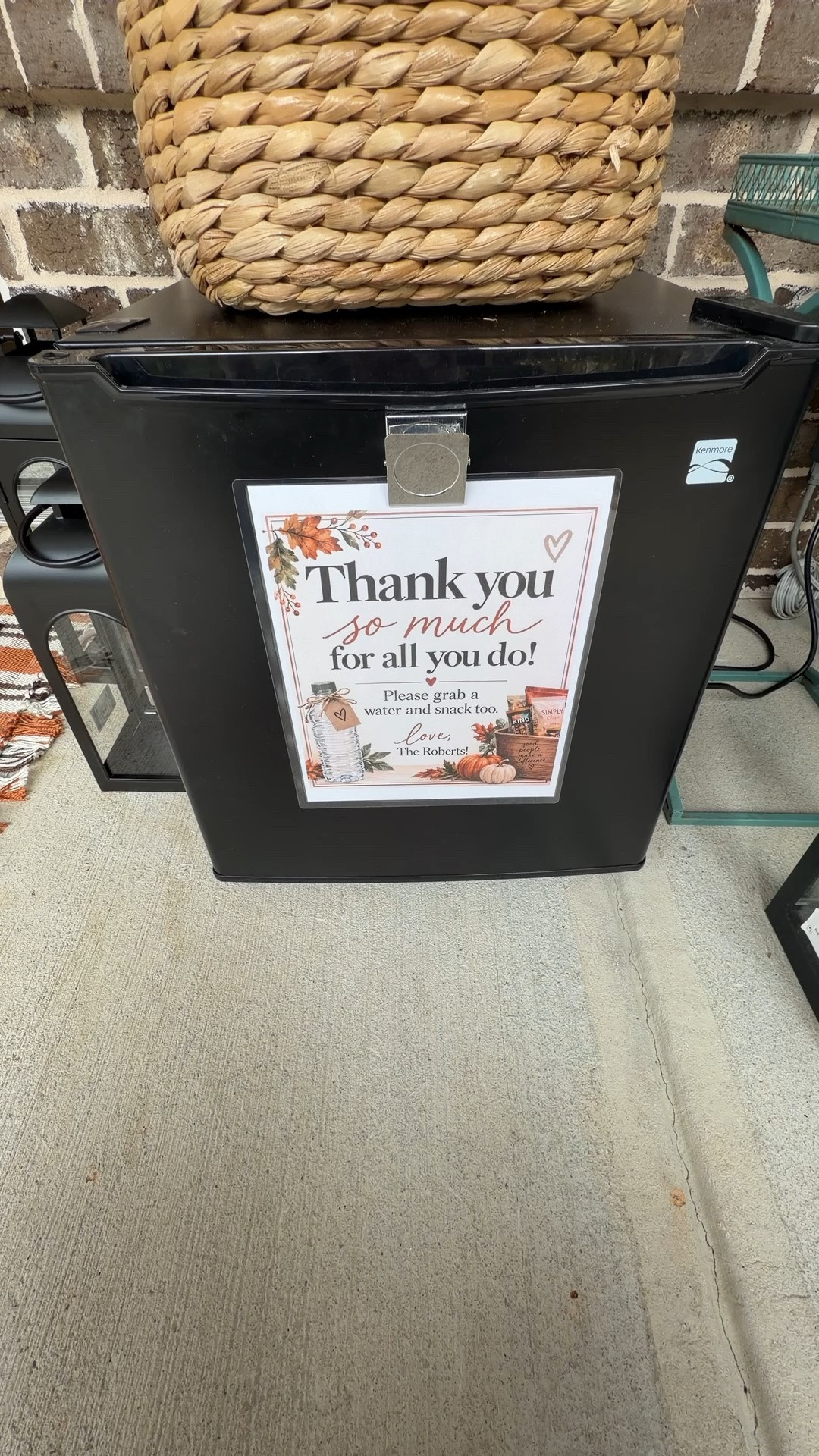 Just a sweet thank you to our delivery drivers.