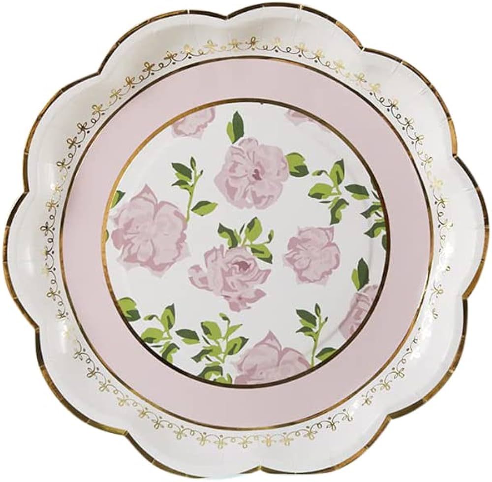 Kate Aspen Vintage Floral Tea Party 9 in. Premium Decorative Paper Plates | Party Supplies - Pink... | Amazon (US)