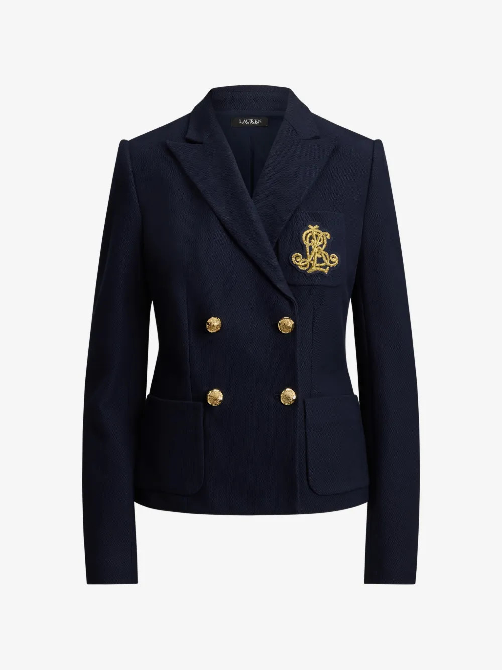 Lauren Ralph Lauren double-breasted piqué blazer - Blue | Farfetch Global