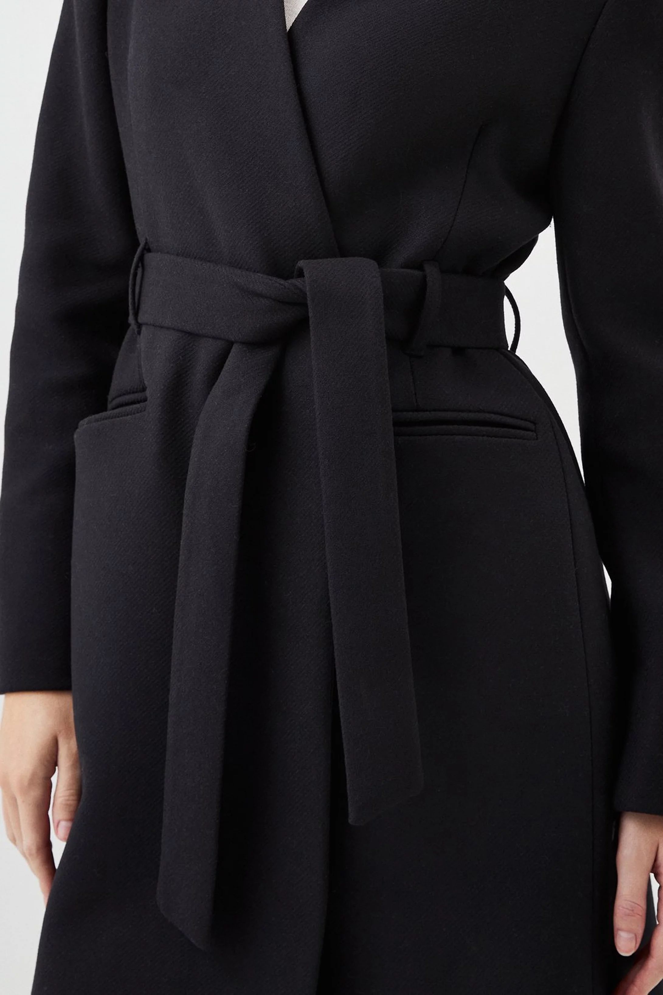Italian Wool Belted Collared Coat | Karen Millen UK + IE + DE + NL