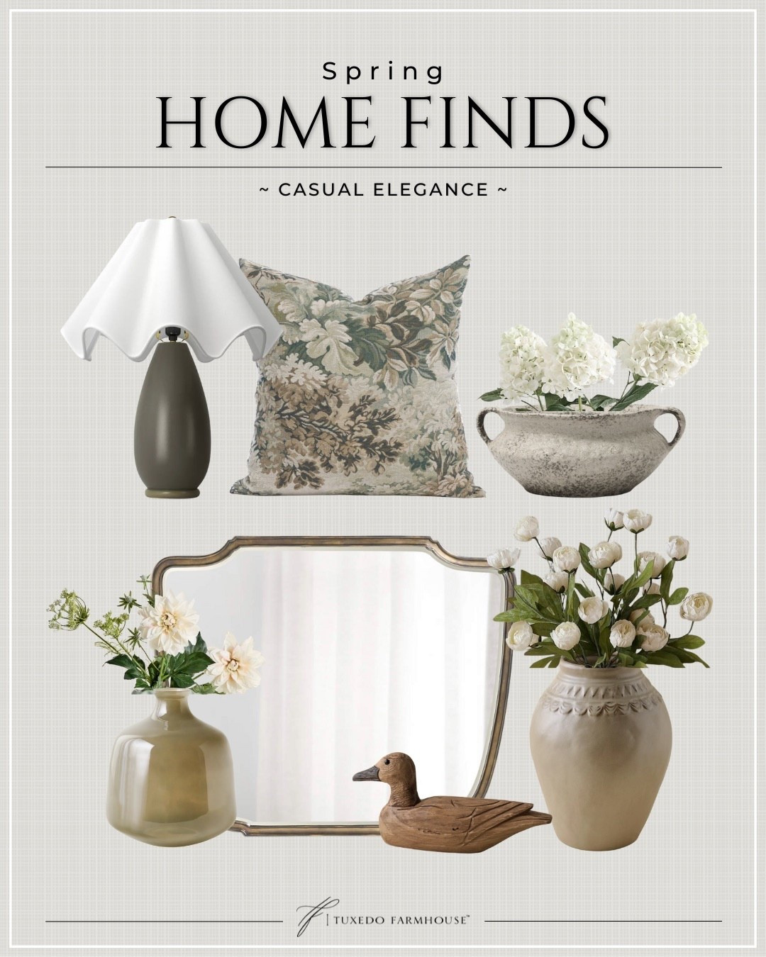 We’re in the dead of winter in Minnesota so I’ve been browsing for pretty things for spring to brighten my mood. I love this palette of soft greens and browns. It still reads pretty neutral but you get subtle color. How pretty is that table lamp from Target with the pillow. And I love the shape of the large mirror. 

Spring home decor. 

#LTKFindsUnder50 #LTKSeasonal #LTKHome