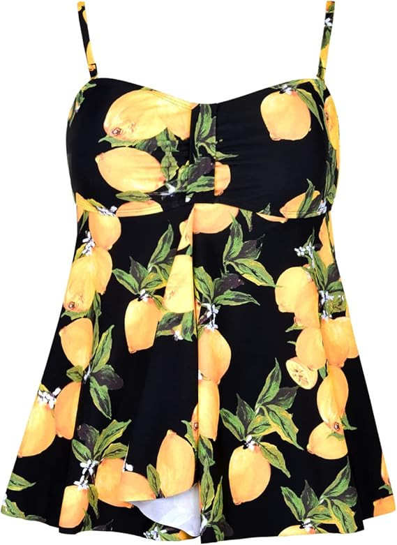 Hilor Women's Flyaway Tankini Top Bandeau Swimsuit Flowy Bathing Suit Tummy Conceal Swimwear | Amazon (US)