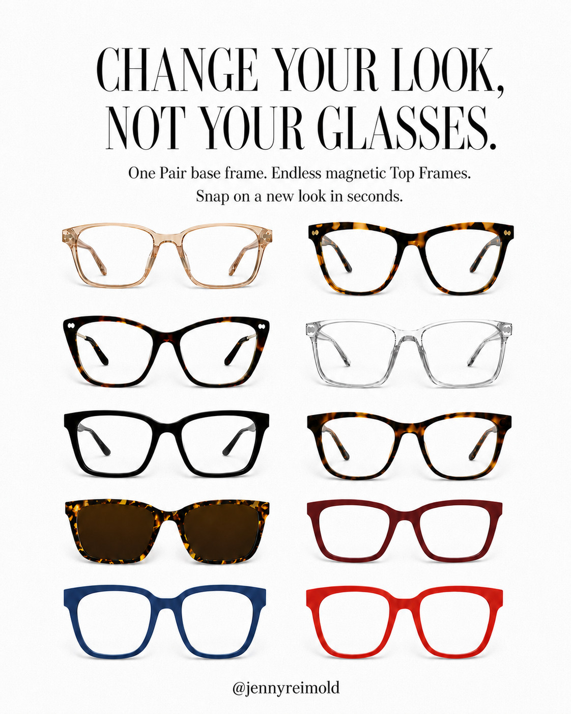 One pair, endless possibilities. Pair Eyewear makes switching up your look so easy. 

Just choose your base frame, then snap on a magnetic Top Frame to match your outfit, mood or moment. From classic tortoise and clear frames to bold pops of burgundy, navy and red, there’s truly a Pair for every style.

I linked my favorite base frames, best-selling Top Frames and polarized sun options so you can create your own combination. Tap to shop my picks! 

 #LTKOver40 #LTKSaleAlert