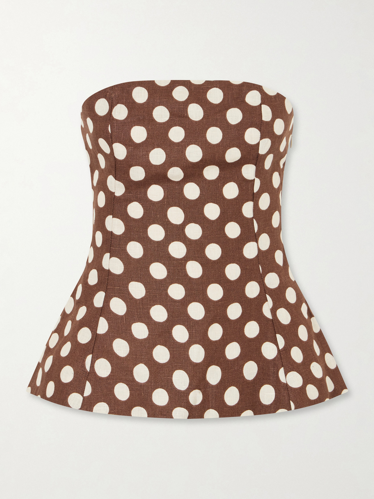 Faithfull - Petro Strapless Polka-dot Linen Top - Brown | NET-A-PORTER (US)