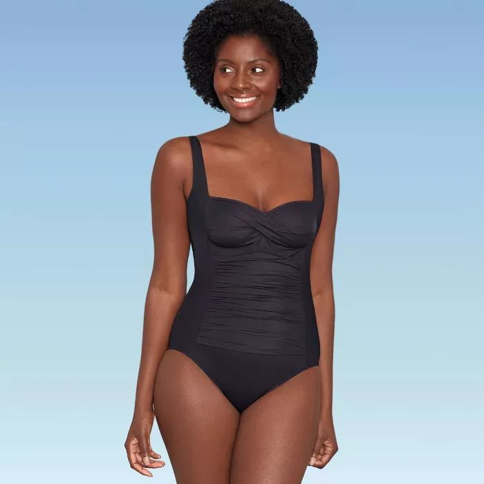 Women's Slimming Control Ruched Front One Piece Swimsuit - Dreamsuit by Miracle Brands | Target