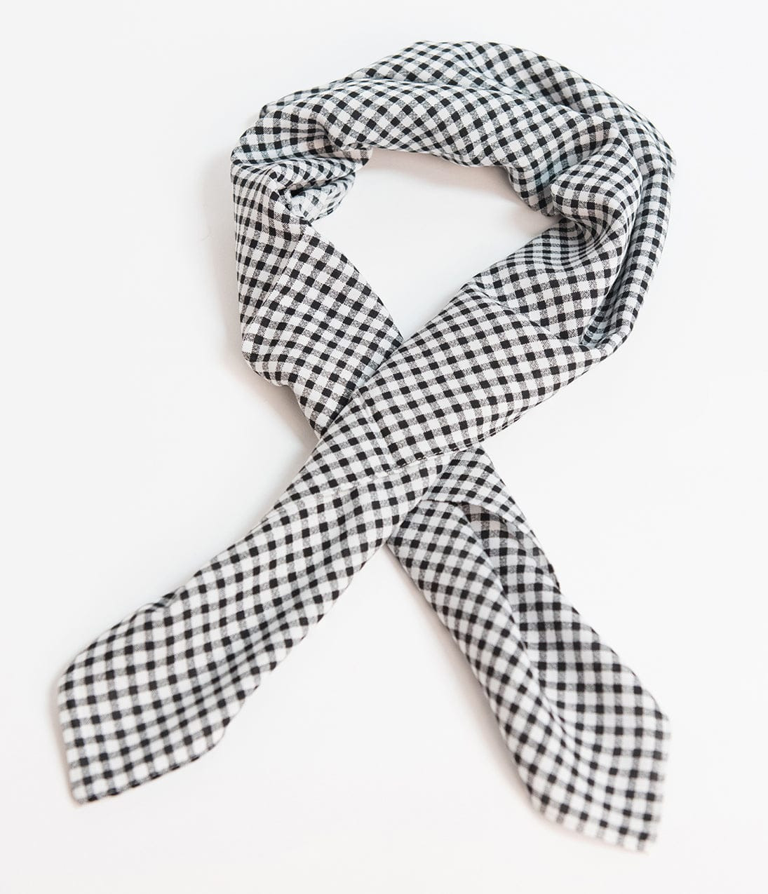 Unique Vintage Pin-Up Black & White Gingham Fabric Hair Scarf | UniqueVintage