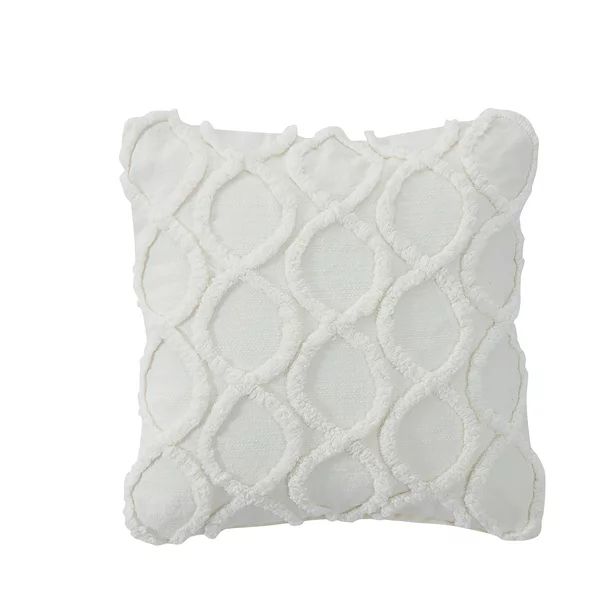 My Texas House Lantana Tufted Cotton Square Decorative Pillow Cover, 20" x 20", Coconut Milk | Walmart (US)