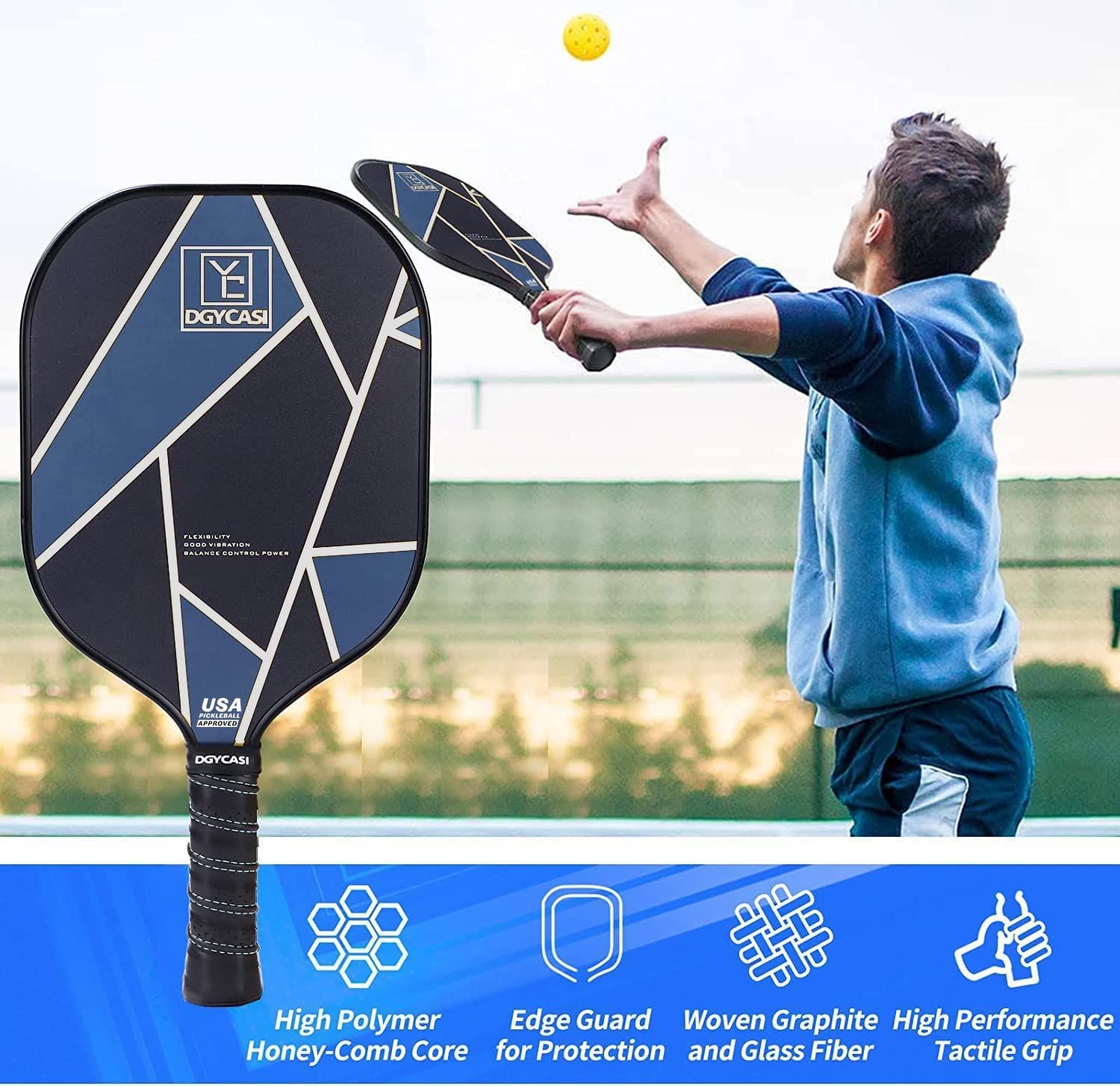YC DGYCASI Graphite Pickleball Paddles Set of 2, 2023 USAPA Approved, Carbon Fiber Surface (CHS),... | Amazon (US)