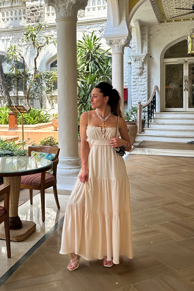 Paola Beige Boho Maxi Dress | 12th Tribe