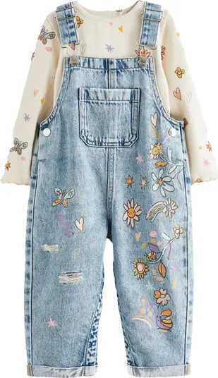 Kids' Graphic Top & Denim Overalls Set | Nordstrom