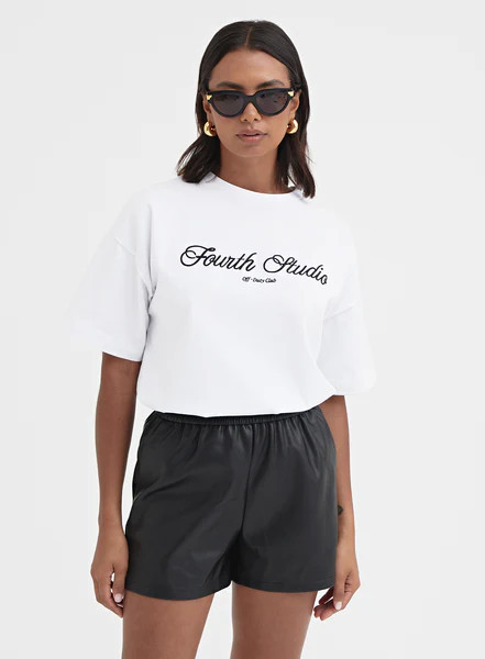 Black Elasticated Faux Leather Short - Evi | 4th & Reckless