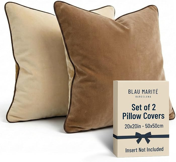 Decorative Polyester Throw Pillow Covers with Trim. Soft Velvet Decorative Pillow Cases. Velvet C... | Amazon (US)