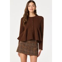 ASTR the Label | Swing Hem Peplum Cardigan in Brown | Size L | ASTR The Label (US)
