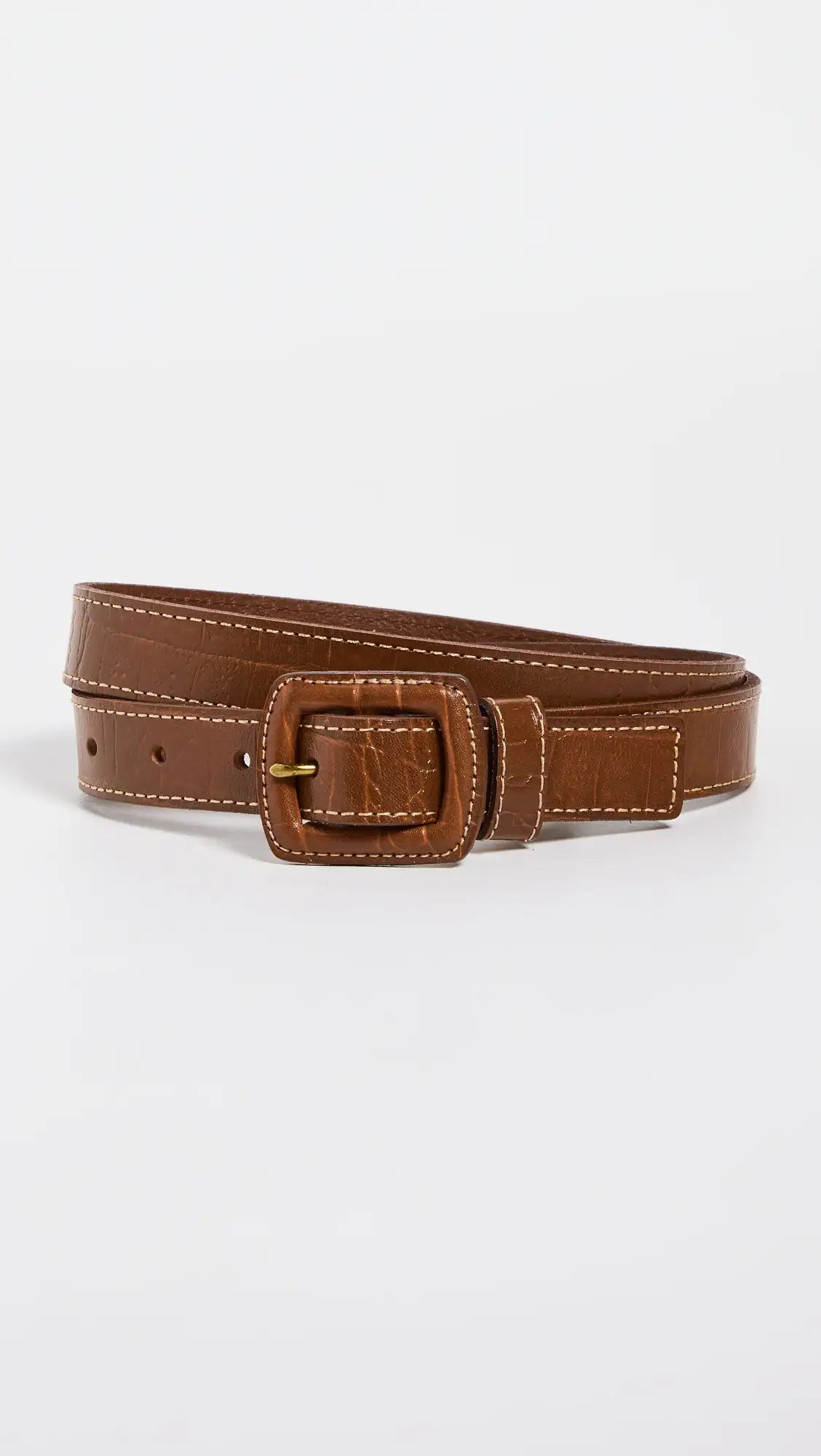 Textured Covered Buckle Croco Belt | Shopbop