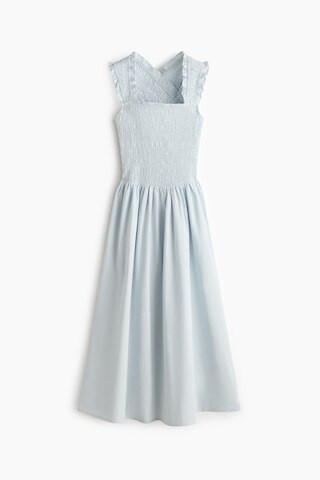 H & M - Smocked Poplin Dress - Light Blue | H&M (US + CA)