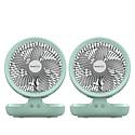 Geek Aire 2pk Rechargeable Oscillating Folding Table Fan w/Night Light - White | HSN