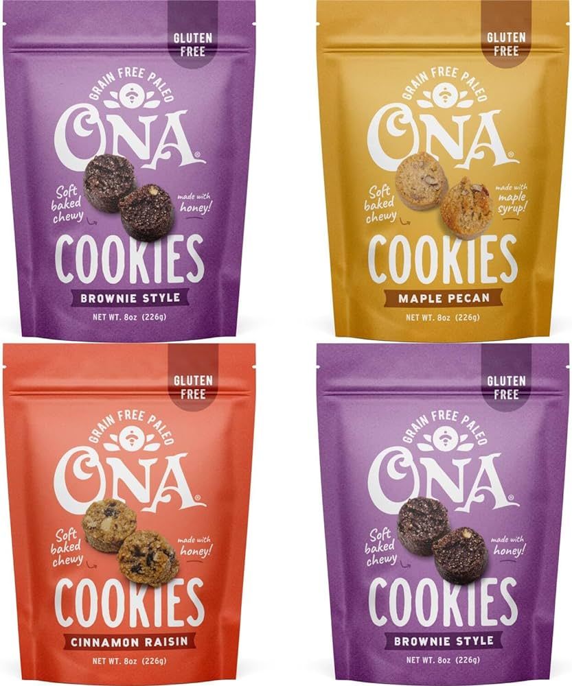 Ona Cookies Top Variety 4-pack, Ready to eat, Gluten free, Grain free, Dairy free, Paleo | Amazon (US)