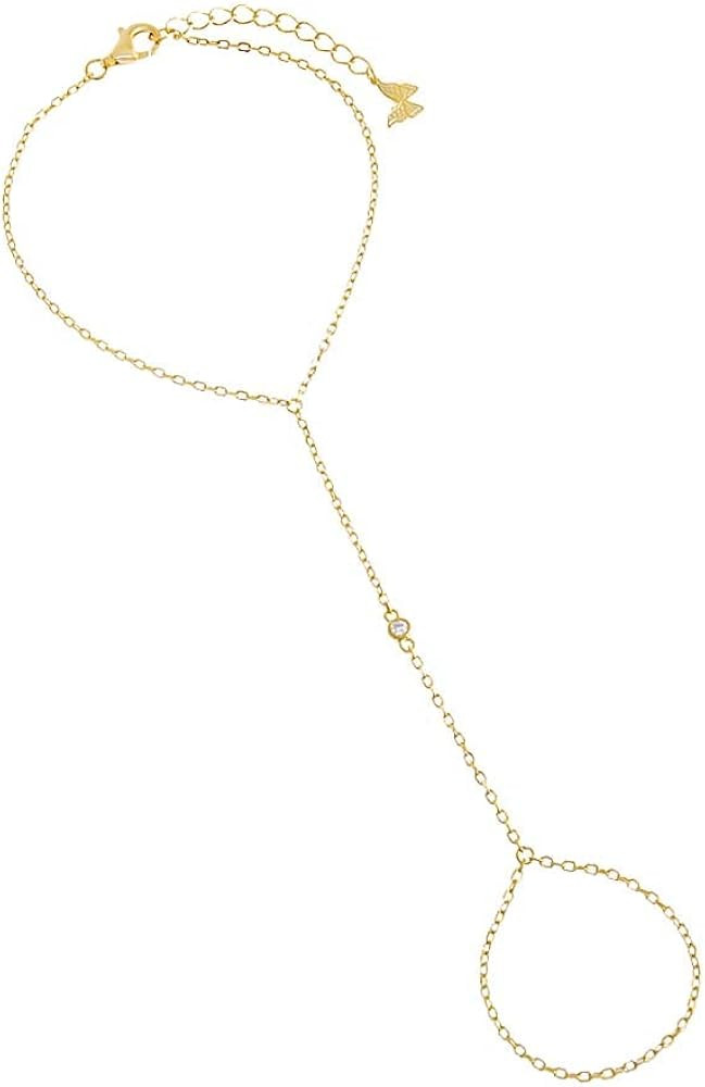 ADINA EDEN 14K Gold Plated Cubic Zirconia Bracelets For Women, CZ Sterling Silver Hand Chain Brac... | Amazon (US)