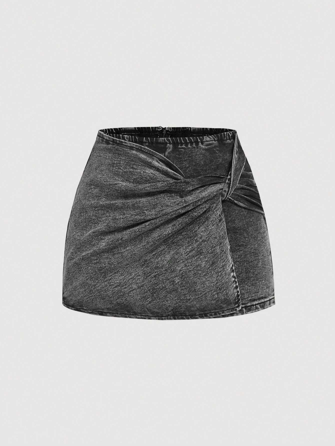 SHEIN MOD Spring Break Asymmetric Side Twist Front Denim Skort | SHEIN