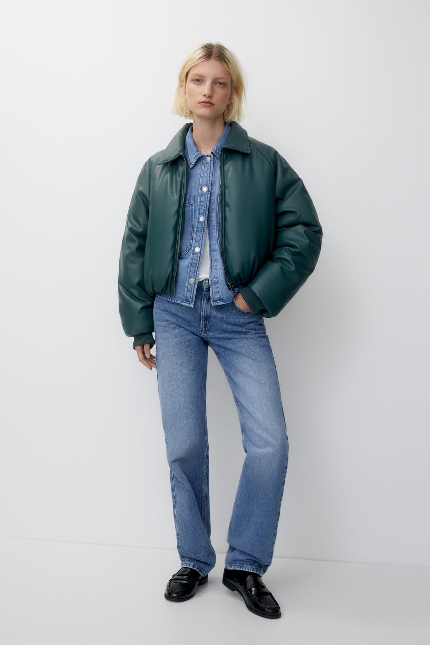 Faux leather quilted bomber jacket | PULL and BEAR UK