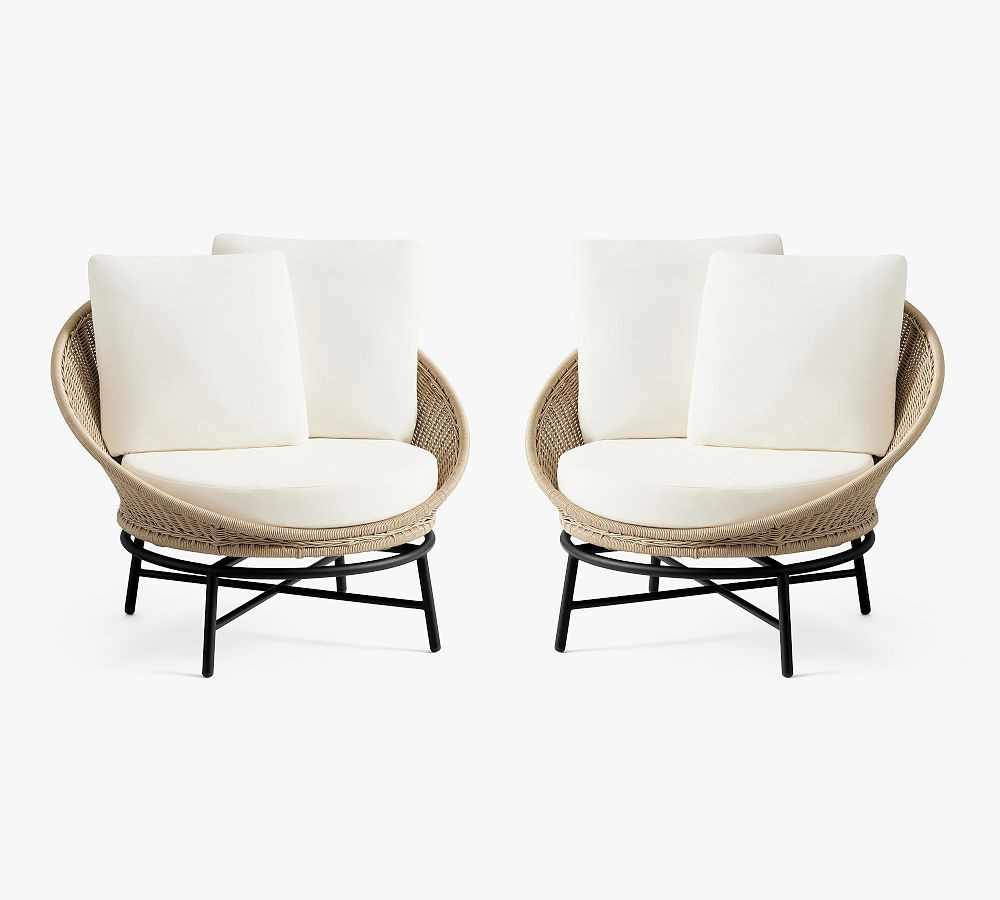 Tulum Wicker Swivel Outdoor Papasan | Pottery Barn (US)