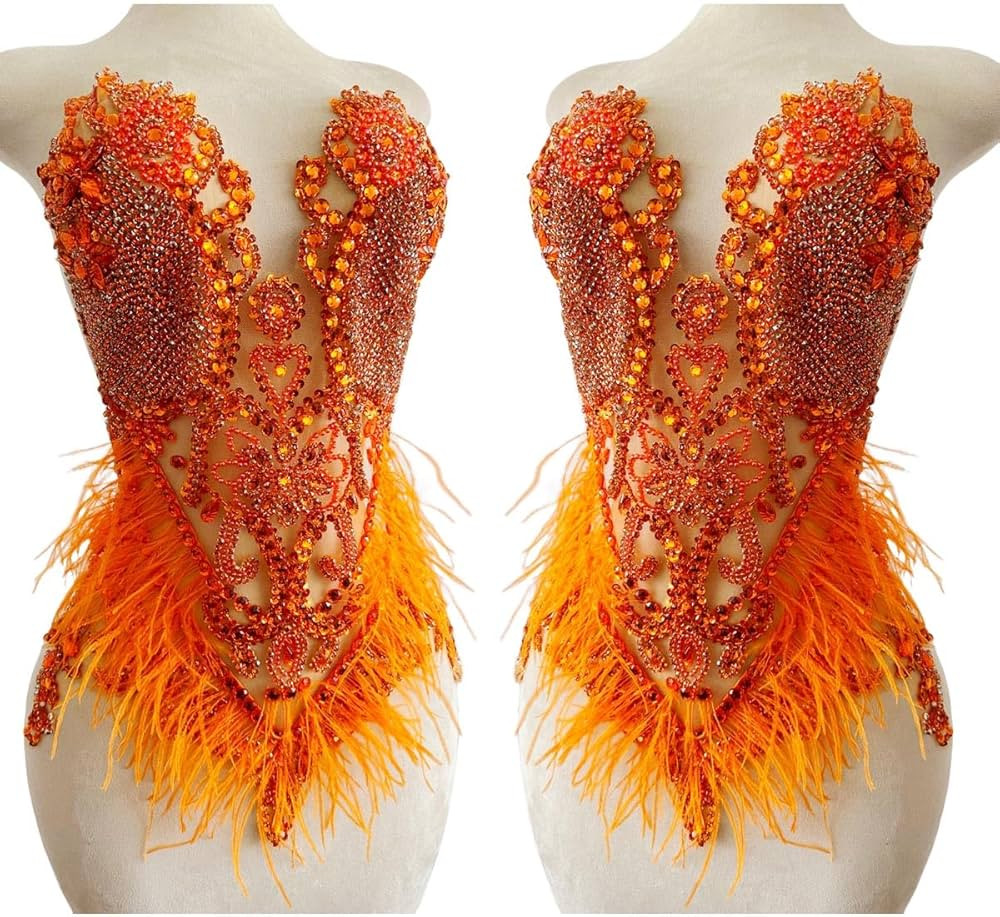 Pure Handmade Bodice lace Rhinestones Applique Sewing Stones Beads Crystal Trimming Patches Acces... | Amazon (US)