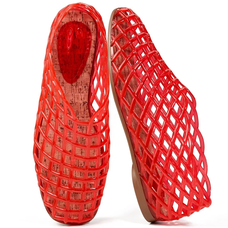 Ecetana Women's Jelly Sandals Mesh Flats Breathable Clear Hollow Jelly Shoes for Women | Walmart (US)