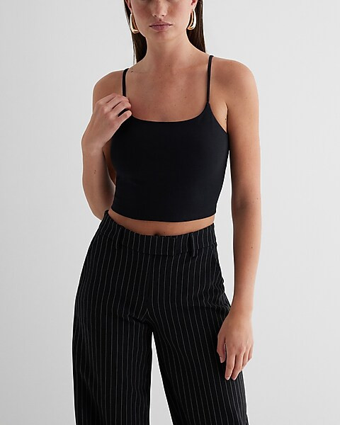 Body Contour Cotton Scoop Neck Cropped Cami | Express