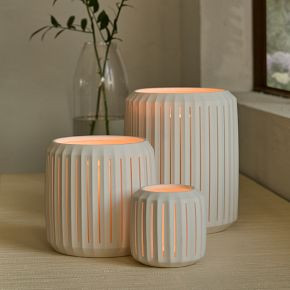 Slatted Porcelain Hurricanes | West Elm (US)