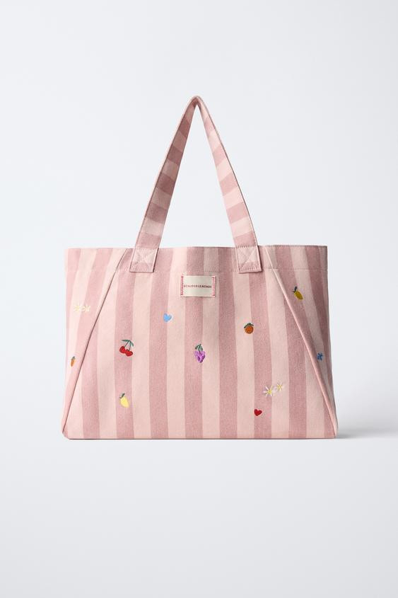 STRIPED FRUIT TOTE BAG | Zara US