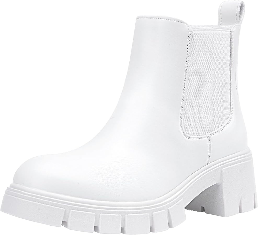 Vepose Women's 936 Chelsea Ankle Boots Platform Lug Sole Elastic Slip on Booties | Amazon (US)