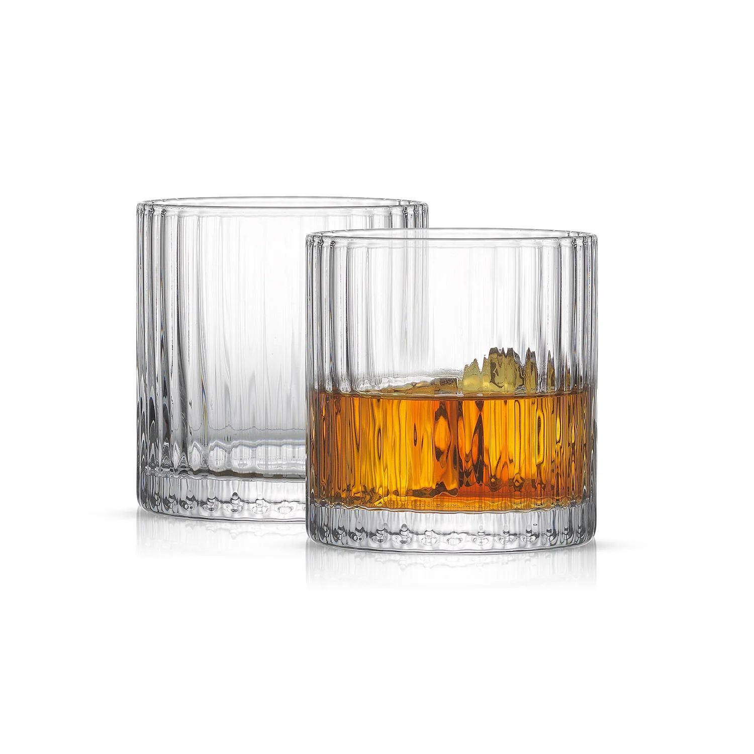 JoyJolt Elle Fluted Cylinder Whiskey Glasses - Set of 2 | JoyJolt