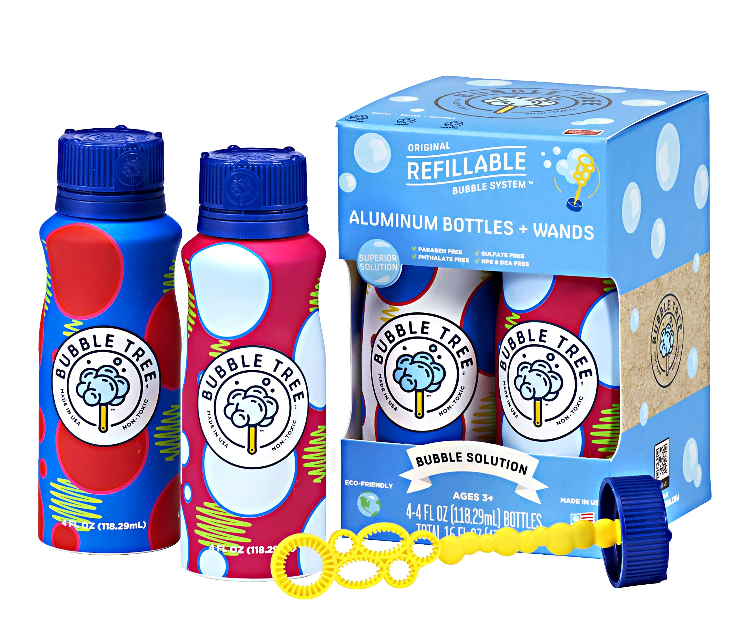 Amazon.com: Sustainable Bubble Tree Original Refillable Bubble System Aluminum Bottles (4 Pack of... | Amazon (US)