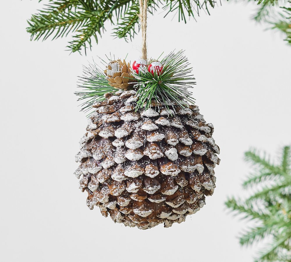 Frosted Pinecone Sphere Ornament | Pottery Barn (US)
