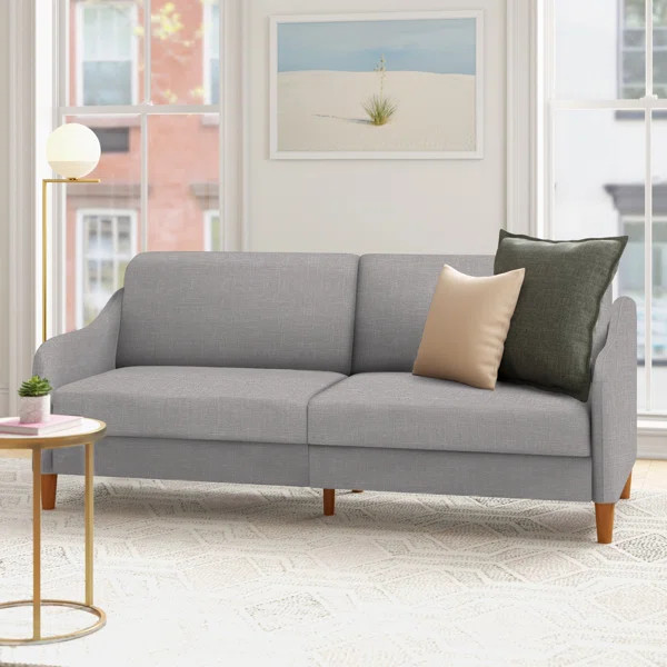 Aria 77" Round Arm Convertible Sofa | Wayfair North America
