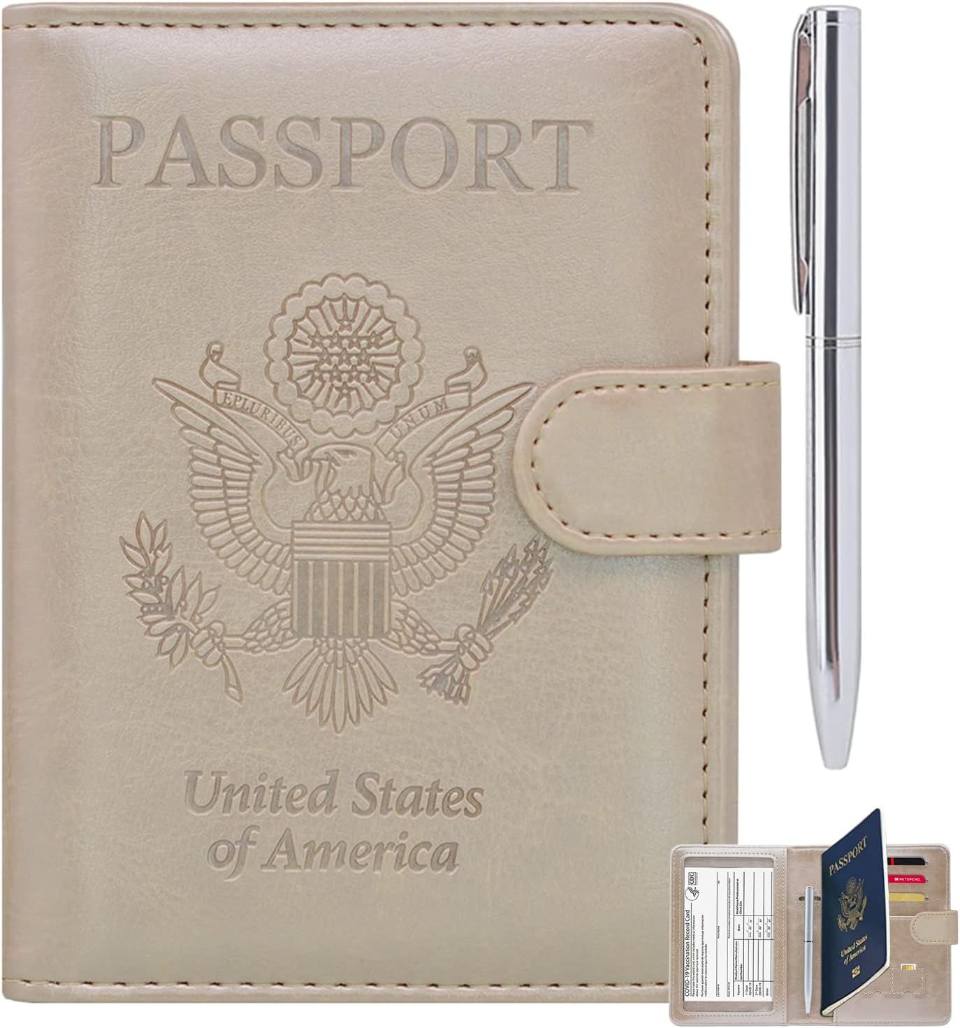 RSAquar Passport and Vaccine Card Holder Combo, Passport Holder Cover Wallet, Leather Card Case T... | Amazon (US)