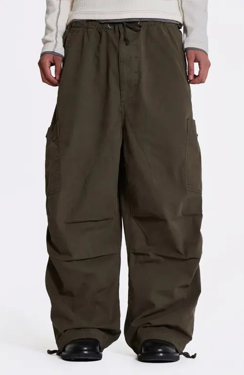JADED LONDON Cotton Cargo Parachute Pants in Khaki at Nordstrom, Size Medium | Nordstrom