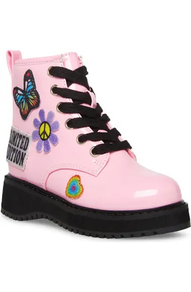 Steve Madden Kudos Glitter Patch Combat Boot (Toddler) | Nordstrom