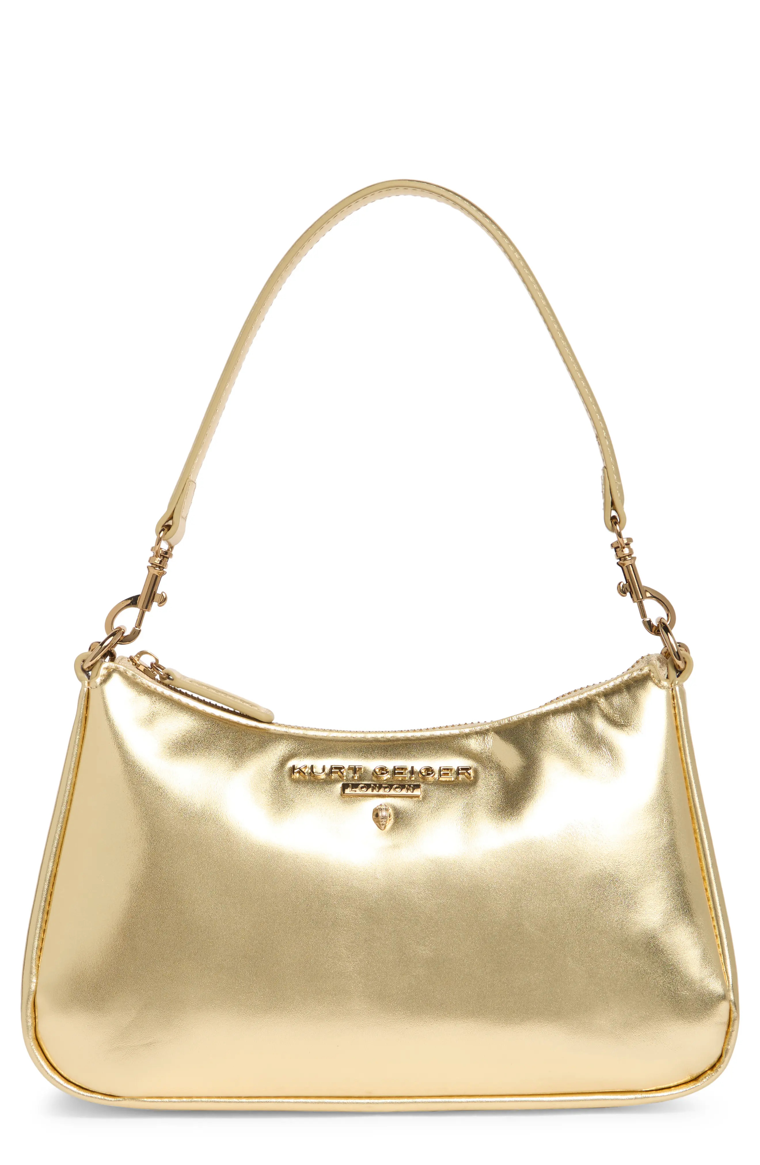 Kurt Geiger London Highgate Leather Shoulder Bag in Gold at Nordstrom Rack | Nordstrom Rack