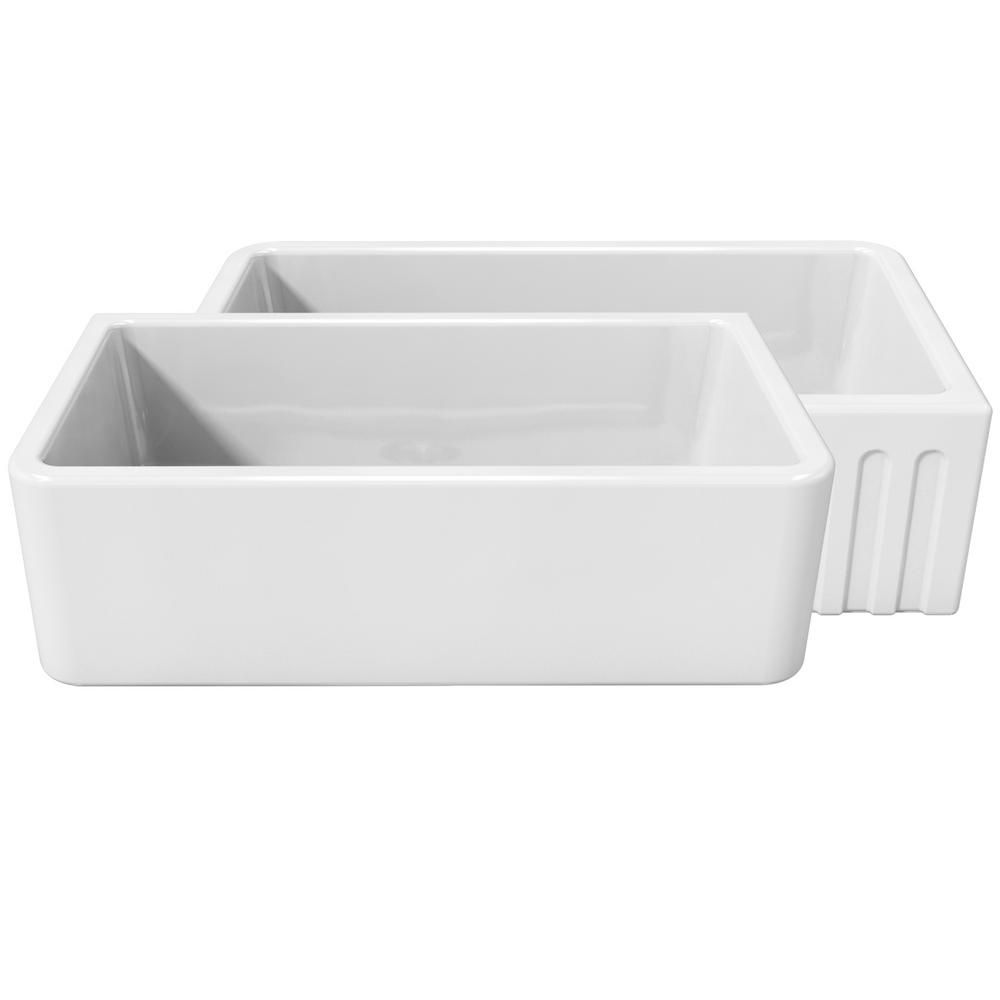 La Toscana Farmhouse Apron-Front Fireclay 33 in. Single Basin Kitchen Sink in White | The Home Depot